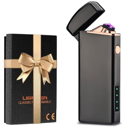 YENTEN Electric Plasma Lighter Gifts – USB Rechargeable Arc Electric Lighter with Battery Indicator, Windproof, Flameless, Ideal for Outdoor, Camping ＆ Everyday Use