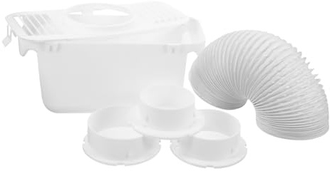 Indoor Dryer Vent Filter Bucket Plastic White for Drum Dryers | Hose Connector Kit, Lint Collection and Fine Dirt Filtration, Easy Cleaning, Wall Plate Set