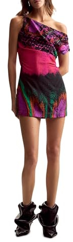Desigual Donna Abito Asimmetrico Disegnato da Mr. Christian Lacroix.