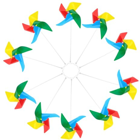 FUNNETOYU 10pcs Vibrant Garden Windmill Decorative for Classroom Diy for Boys and Girls Outdoor Landscape Windmill