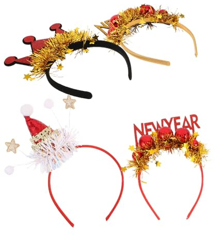FOMIYES 4stücke Neujahrs-haarreif mit Sternenmotiv Glitzerndes Haarband für Silvesterparty Neujahrsdekorationen Haaraccessoires für Damen und Herren