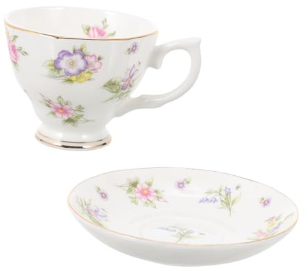 WEKADRIN Tazza da Latte in Bone China con Piatto Design Elegante e Creativo per Tè Pomeridiano e Caffè per Famiglia e Amici