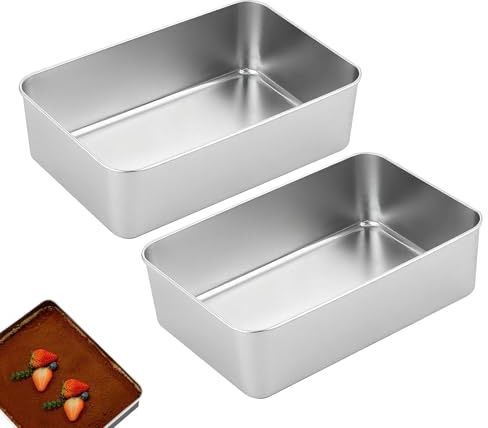 BJHYIZ 2lb Loaf Tin for Baking, 2PCS Stainless Steel Bread Loaf Pans | Non Stick Rectangular Cake Mould Banana Bread Pan for Meatloaf Lasagna Oven Dishwasher Safe (22x14.5x6 cm)