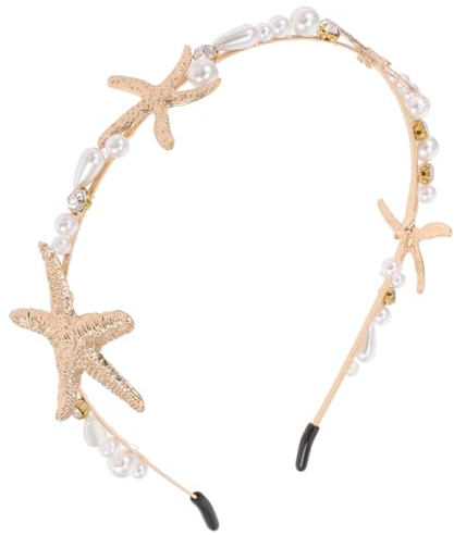 GAROZATION Eleganter Haarschmuck Braut Perlen Haarreifen mit Seestern für Hochzeit Party Damen und Mädchen Chic Kopfband