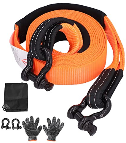 Abschleppseil Offroad Recovery Polyester Zuggurt 5 Meter 5 Tonnen Fahrzeug Anhänger (Orange)