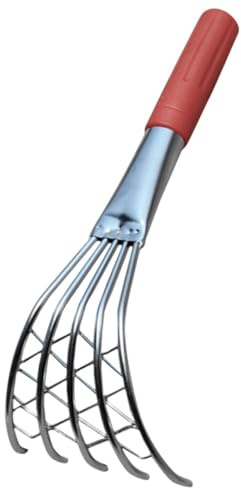 Homoyoyo Rastrillo de Garra de Metal para Playa y Jardín, Mango Ergonómico Corto, Herramienta Manual para Excavar Almejas y Ostras, Accesorio Esencial para Arena y Tierra