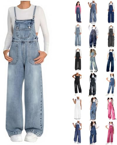 Jumpsuit Mädchen Sommer Kuschelig Baggy Latzhose Kinder Jeans Lange Hose Overall mit Verstellbaren Hosenträgern Arbeitshose Arbeitskleidung Kinder Cowgirl Kostüm Latzkleid Mädchen