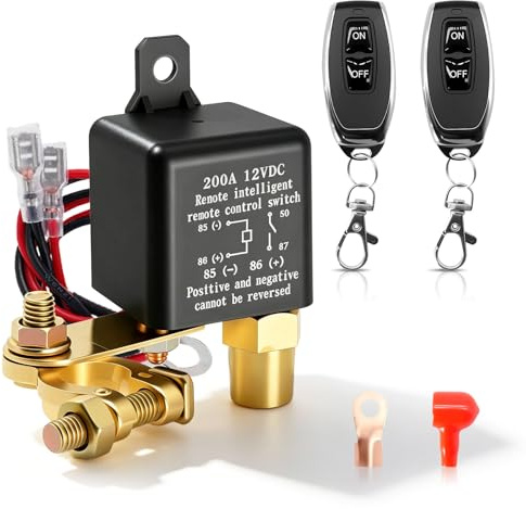 Batterie Trennschalter 12V, Funkschalter 12V 200A | Drahtloser Batterieschalter mit Fernbedienung, 200A Batterie Hauptschalter für Auto, LKW, Wohnmobil, Boot und Motorrad