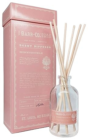 Barr-Co. Soap Shop Honeysuckle Scent Diffuser Kit, Sweet Floral Nectar Scent, Reed Diffuser for Home, Long Lasting Aroma Diffuser, Refillable, 8 fl oz