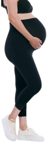 Motherhood Maternity Women's Maternity Essential Stretch Crop Length Secret Fit Belly Leggings, Black, Small