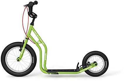 Yedoo Wzoom New Kinder Tretroller - für Kinder ab 6 Jahre, ab 120 cm Körperhöhe, mit Luftreifen 16/12 - für Mädchen und Jungen, Höhenverstellbar mit Ständer und Reflexelementen, grün