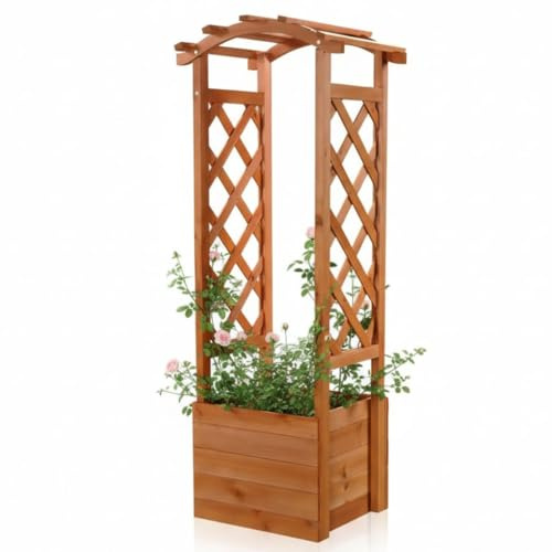 Melko Bac à Plantes avec Arceau de Roses, Planteur de Trellis, pergola Arc Rose Colonne de Roses Jardinage en Bois