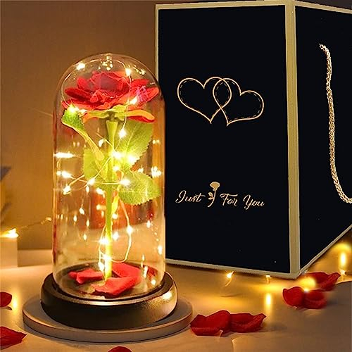 SAFRI red silk Rose LED light girlfriend mum wife valentine's mother day birthday party Christmas wedding anniversary day gifts