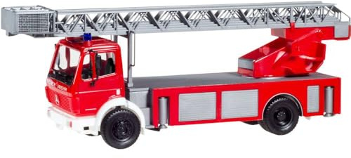 herpa 94108 – Mercedes Benz SK 88 Löschfahrzeug, Feuerwehrauto mit Drehleiter, Cars, Rotes Miniatur Auto, Modellbau, Miniaturmodelle, Sammlerstück, Kunststoff - Maßstab 1:87