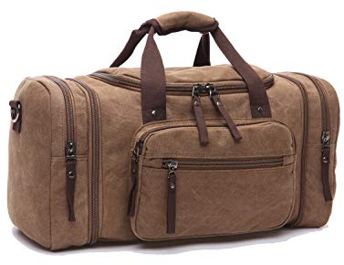WTiger Reisetasche, groß 40 l 50 l erweiterbare Segeltuch-Reisetasche, Unisex-Reisetaschen, Wochenendtasche für Damen und Herren, Coffee