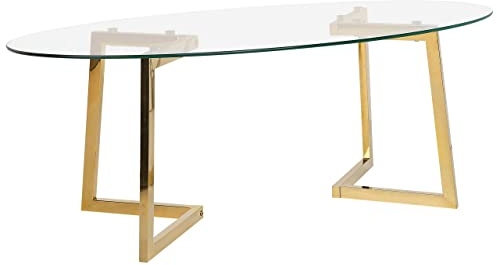 Tavolino da Salotto in Vetro con Gambe Dorate in Metallo 120 x 60 cm