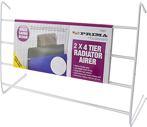 Set Of 2 Radiator Airer - 4 Tier Rail To Dry Clothes | Indoor Cloth Rack, Hang Lightweight Towel Holder Laundry, Durable & Long Lasting, Strong Metal Hanger, Small Clothes Drying Rack - Space Saving