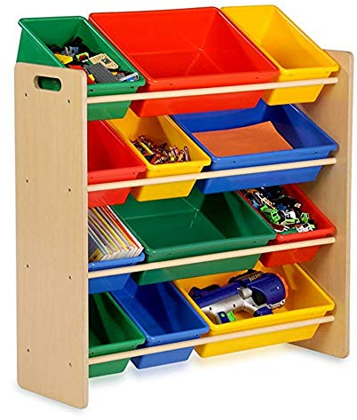 Xyanzi librería Infantil Almacenamiento de Juguete Infantil Estantería, Unidad de Niños Toy Box Organizador con 12 Papeleras de Plástico Extraíble para Nursery Sala de Juegos-32.87x11.42x36.22inch