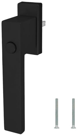Design Aluminium Fenstergriff Dublin mit Druckknopf - sandgestrahlt, Farbe:Schwarz RAL 9005, Stiftlänge:35mm