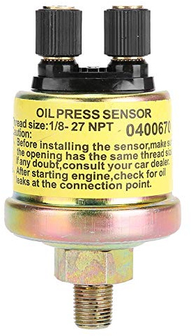 Öldrucksensor 1/8 NPT Ersatz Sensor Für Motoröl Druckanzeige | Aluminium Kunststoff Gehäuse, Doppelanschluss Design, Ersatzteil Für Auto Motoren Nachrüst Öldruck Messgerät,Einfache Montage
