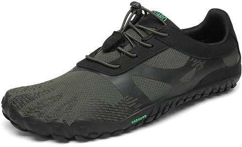 SAGUARO Minimalistiska Skor Herr Dam Bekväm Ljus Trail Skor Flexibel Halkfri Barfota Skor Andas för Jogging Promenader Fitness Vandring, Grön 41 EU