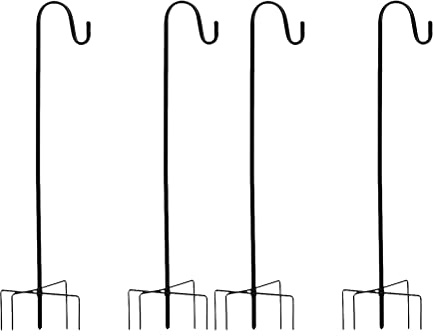 BESTonZON 4 Stück Schäferhaken, Metall-Gartenstecker mit Haken für Solarleuchten, Laternen, Weihnachtsbeleuchtung, Hochzeiten, Pflanzkörbe, Blumenkugel