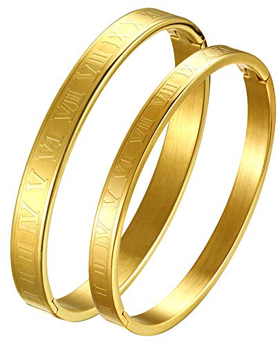 OIDEA Paar Armband aus Edelstahl Panzerkette Armkette mit Gravur, Gold Rosegold Silber Armreif Pärchen Armreifen Partner Armbänder Schmuck Geschenk für Verliebte Damen Herren Paare Valentinstag