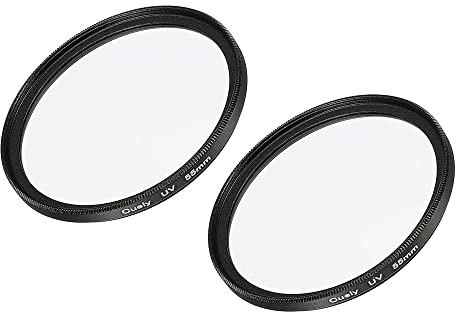 sourcing map Filtros de lente UV, marco delgado de 55 mm, filtro de lentes protectoras multirevestimiento para accesorios de fotografía de cámara, paquete de 2