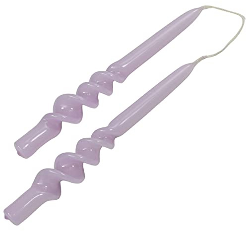 G Decor Juego de 2 ceras de parafina sin perfume, color morado pastel, flaco alto, torcido a mano, iglesia sumergida a mano, 9 pulgadas, velas cónicas, ideales para bodas, Navidad o decoración del