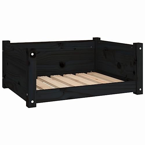 vidaXL Hundebett Schwarz 65,5x50,5x28cm Massivholz Kiefer Hundekorb Hundesofa