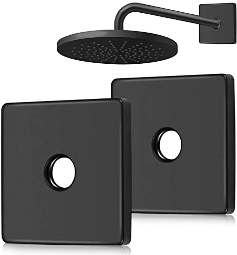 Yinkin 1 Pack 3.5 Inch Black Large Shower Arm Flange Square Plumbing Cover Plates Large Size Universal Replacement Escutcheon Cover Plate for Covering Gaps, Holes, Fits All Standard 1/2 Pipes