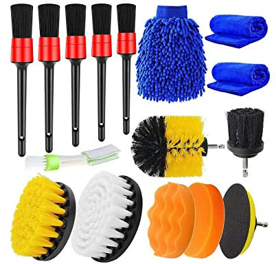 TMPTY Bürsten for Bohrer, 16 Stück Hocheffizientes Power-Reinigungs-Scheuerbürsten-Set for Badewanne, Dusche, Fliesenoberfläche, Ecken, Automobil