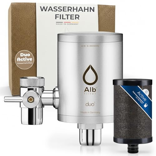 Alb Filter DUO ACTIVE Wasserfilter Wasserhahn Edelstahl Matt | Reduziert Schadstoffe, Chlor & Mikroplastik, Trinkwasserfilter Küche mit Umschalthebel, Made in Germany