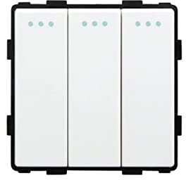 Luxus-Time Wippschalter Lichtschalter Steckdosen mit Aluminium Rahmen Komplettset für Unterputzdose UP Schuko Wipp Wandschalter Einbau Kippschalter (Modul: Wipp 3-Fach Lichtschalter)