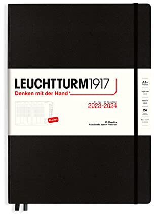 LEUCHTTURM1917 367545 akademisk veckoplanerare Master (A4+) 2024, 18 månader, svart, engelsk