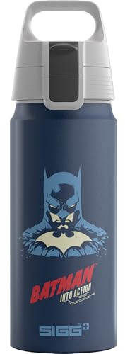 Sigg - Aluminium drinking bottle for children - WMB ONE Batman Into Action Blue - Suitable for carbonated drinks - Leak-proof - Feather light - BPA-free - Climate neutral certified - Blue - 0.6 L