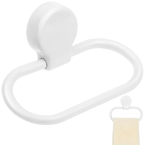 Alipis Anneau porte-serviettes mural en ABS blanc, autocollant, rectangulaire, pour salle de bain, cuisine, WC