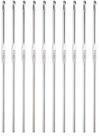 QUARKZMAN 3mm Ganchos de Ganchillo de Acero Inoxidable, 10pcs Agujas de Ganchillo Crochet Gancho Herramienta de Ganchillo para Tejer Suéter para Bricolaje Artesanal Hilo