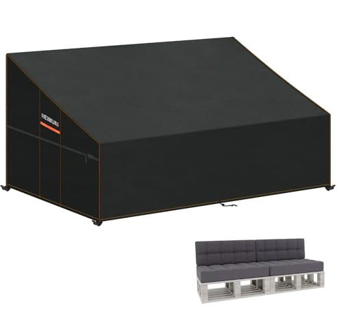 HEIMUNI Funda Sofá 3 Plazas para Exterior, Funda Palets Exterior Impermeable Fundas Protectora para Sofá Jardin Antipolvo Fundas Muebles Jardin con Salidas de Aire 255x99x80/40cm