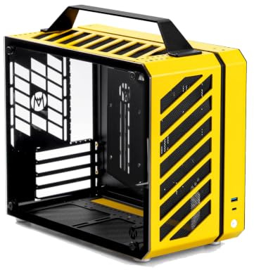 Mechanic Master Cool Cube Series C28 Matx/Itx Case, Aluminum, Steel, Water Cooling, Tempered Glass, Small Form Factor, Computer Case (Vitality Yellow)