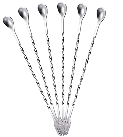 IMIKEYA 6pcs Stainless Steel Mixing Spoons Bar Cocktail Stirring Utensils Lightweight