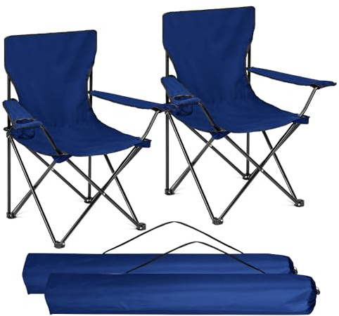 ZOPPER Folding Camping Chair Blue pk2 Portable Chair with Cup Holder Compact & Lightweight Garden and Other Occasional Outdoor Use Ideal for Caravan trips, BBQs, Beach, Picnic, and Travelling