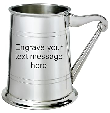 Wentworth Pewter Bierkrug mit Harfengriff, Zinn, mit Gravur
