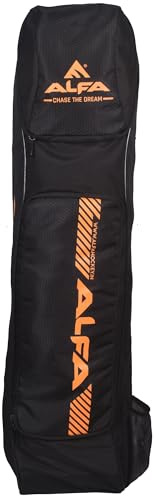 Alfa Cyclone Hockey Stick Cum Kit Bag | Black-Mango | Adjustable | Polyester | Durable and Ventilated | Dual Functionality | Spacious Compartments | Comfortable Padded Straps | Easy Access Design.