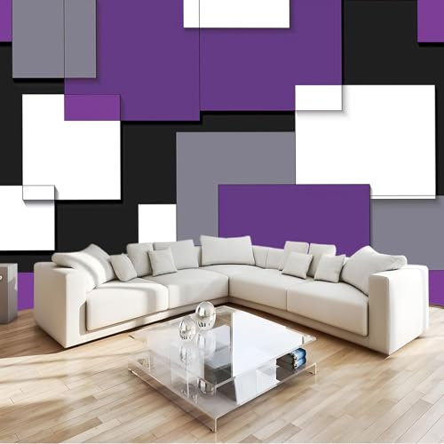 Fototapete Geometrie Quadrate Lila 200x140 cm Tapete Wandtapete Wanddeko Design Mustertapete Wand Dekoration Wohnzimmer Schlafzimmer Büro Flur