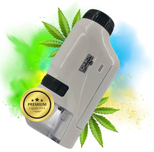 TronicXL Grow Taschenmikroskop 60x - 120x Lupe Mikroskop für Trichome Ernte Zubehör für Growbox Grower Erntehelfer Prüfung Messgerät Schädlinge Pilze