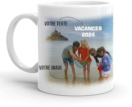 Belle Image | Mug Personnalisé avec Texte et/ou Image, logo, dessin, photo | idée Cadeau Unique, Originale pour Anniversaire, Mariage, Fête des Mères/Pères | Tasse Céramique |