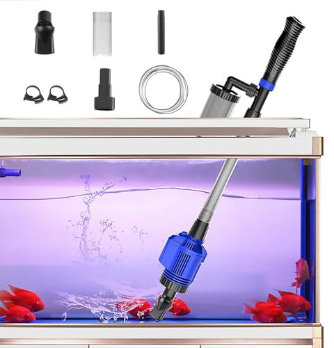 QVVFRED Limpiador Eléctrico De Grava De Acuario con Bomba Sifón, Limpiador De Algas, Nuevo Cambiador Rápido De Agua para La Limpieza De Peceras y Mantenimiento del Agua(20W)