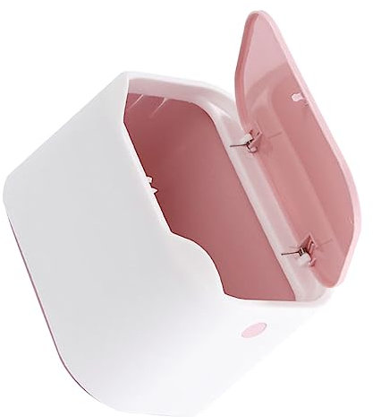 BUGUUYO Poubelle en Plastique à Pression Compacte, Petit Conteneur à Déchets Couvercle, Corbeille à Papier de Table, Couleur Rose, pour Bureau et Maison, Mini Poubelle Pratique