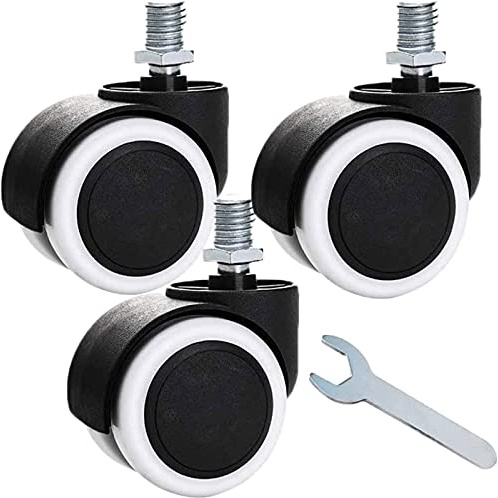 UQACHG Plattenrollen, 4er-Pack, Ersatzrollen aus Nylon-Kunststoff für Möbelräder, Möbelrollen, Bürostuhl-Lenkrollen, metrischer Gewindeschaft M10 x 10 mm für Bürostuhl C